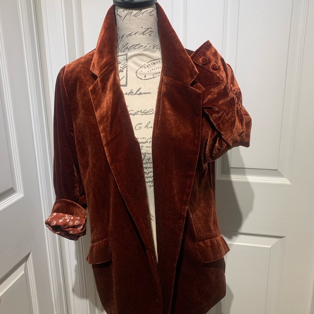 Elegant Rust Velvet Women's Jacket